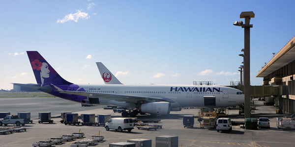 JAL機とハワイアン航空機