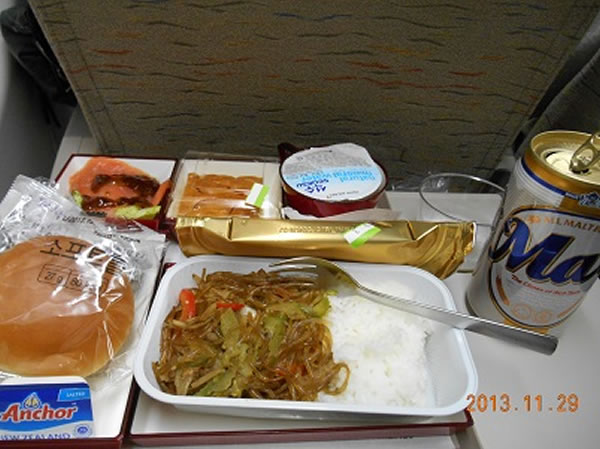 2013年11月 アシアナ航空 OZ1085 機内食